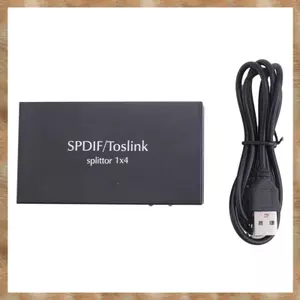 Bộ chia âm thanh quang kỹ thuật số 1X4 Bộ chia âm thanh sợi quang SPDIF Toslink kỹ thuật số Hợp kim nhôm 1 trong 4 Out (Phích cắm US)