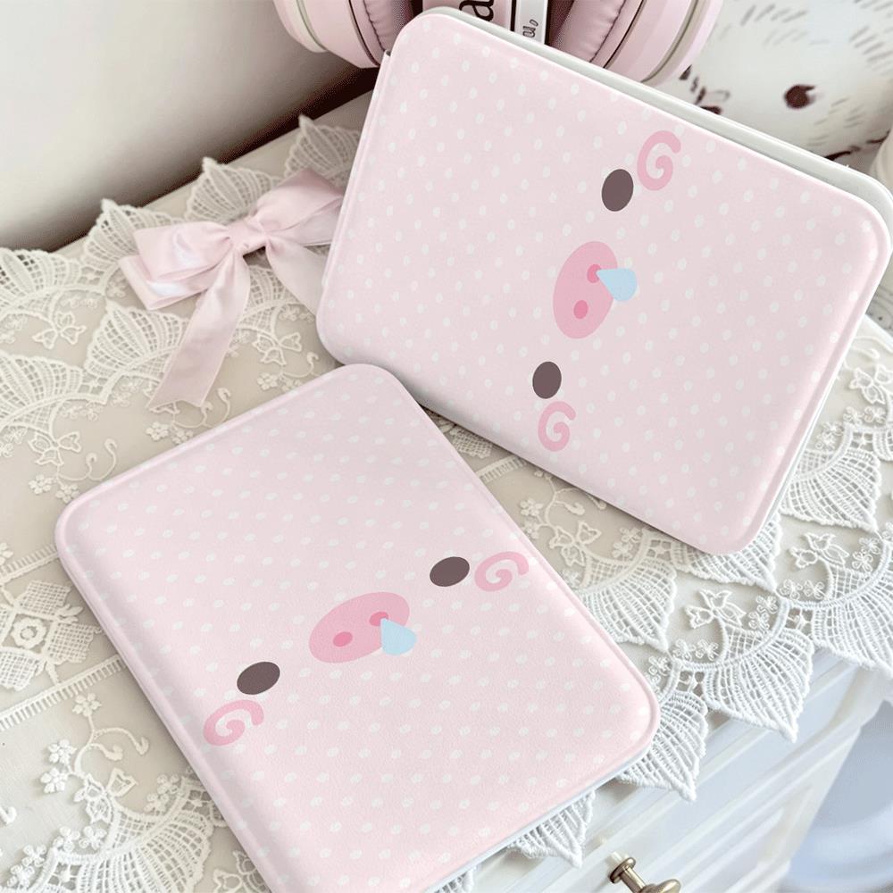 Gương gập mini trang điểm họa tiết mặt heo pastel dễ thương phong cách nữ tính cho học