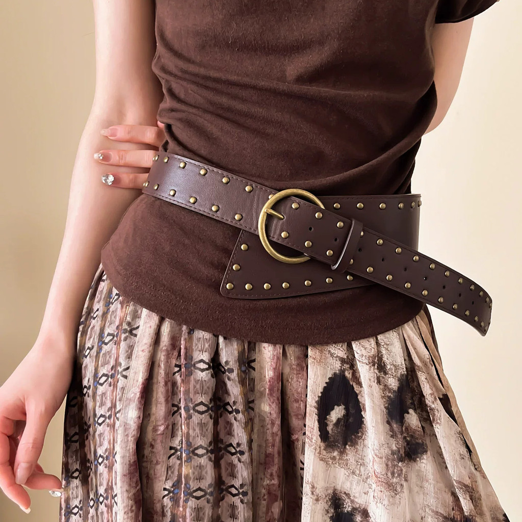 Đai thắt lưng nữ màu nâu phong cách retro boho phù hợp cho kỳ nghỉ