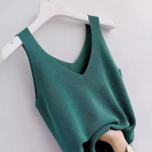 Đầm Tank Top Cổ Chữ V Ice Silk Thời Trang Hàn Quốc, Phù Hợp Mặc Mùa Hè