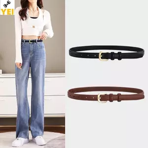 Thắt lưng da PU nữ thiết kế đơn giản, màu kim loại xanh, phù hợp làm quà tặng