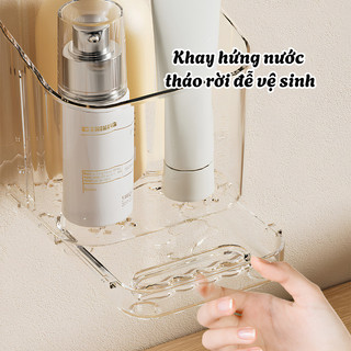 Kệ Để Bàn Chải Đánh Răng Gắn Tường Trong Suốt ECO, Giá Treo Nhà Tắm Chia Ngăn Thoát Nước Tiện Lợi