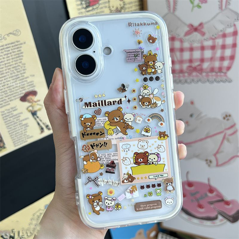 Vỏ điện thoại họa tiết gấu dễ thương trong suốt mới nhất tương thích iPhone 17 Pro Max
