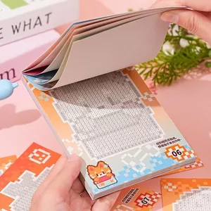 Pixel Phong Cách Cắt Dán Đậu Sách Trẻ Em Giải Nén Khối Tự Làm Sổ Tay Miếng Dán 2D Hoạt Hình Cắt Dán Dễ Thương Beanie Sách 4.24