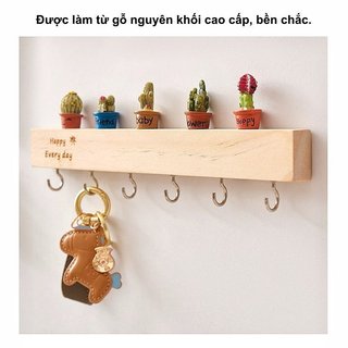 Treo Tường Gỗ Chìa Khóa 6 Móc Dính Lối Vào Phòng Ngủ Trang Trí Nhà Bếp Người Tổ Chức
