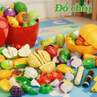 Bộ đồ chơi cắt rau quả trẻ em bằng nhựa ABS Nhà bếp an toàn giả vờ Đồ chơi học tập Hộp lưu trữ Logic