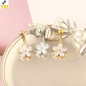 YEI Nhẫn rốn bụng dáng dangling gothic, steel zircon tinh tế, phụ kiện gợi cảm mới