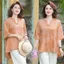 Áo thun nữ tay ngắn Jacquard, phong cách thời trang Trung Quốc, phù hợp mặc mùa hè