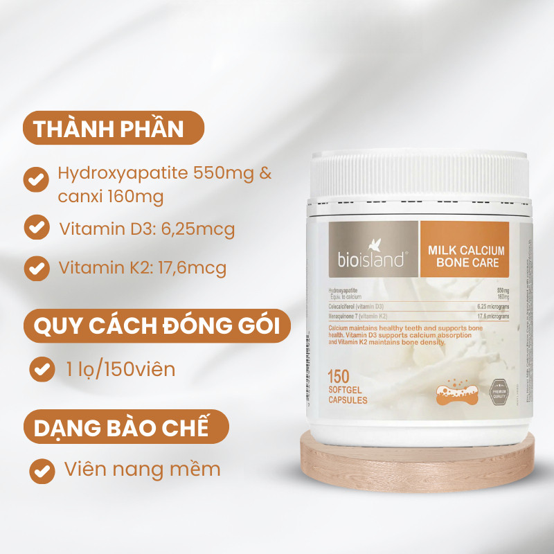 Canxi Sữa Hữu Cơ Milk Bone Care Bioisland Cho Mẹ Bầu, Trẻ Dậy Thì, Người Già BIOISLAND VIỆT NAM BI05
