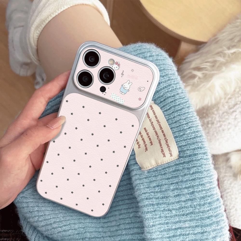 Thỏ đ h Th iểm điểm hồngPhù hợp với ốp điện thoại sáng tạg iPhone 17 Pro, ốp Corning 15
