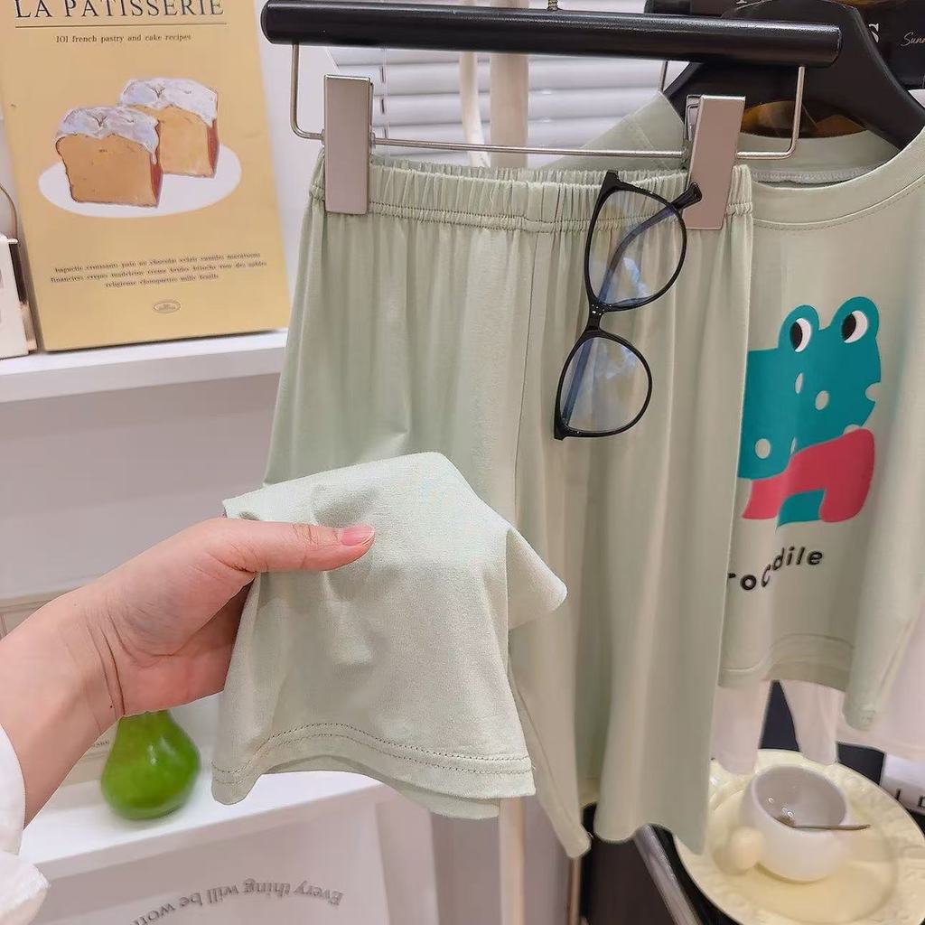 Modal Tay Ngắn Loungewear Bé Trai Bé Gái Phong Cách Mỏng Đến Mắt Cá Chân Quần Điều Hòa Không Khí Phù Hợp Với Kích Thước 90-170 EUTS