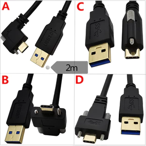 Cáp USB 3.0 sang Type-C mạ vàng 1m / 2m, Góc phải USB-C có vít gắn, OTG & Sạc cho máy ảnh công nghiệp, máy tính bảng & bảng điều khiển