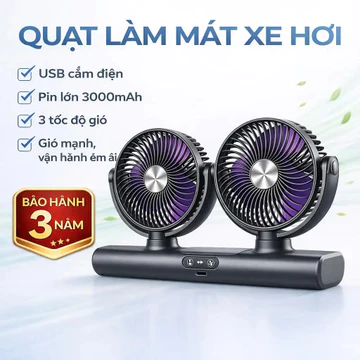 Quạt đôi quạt hai đầu quạt để bàn quạt sạc quạt xe hơi quạt ký túc xá quạt tuần hoàn, hỗ trợ 2 đầu độc lập điều chỉnh 3