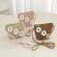 CATMALLER88 Mũ Rơm Đi Biển Trẻ Em, Bộ Nắp Túi Rơm Ren Rộng Vành, Thời Trang Màu Trơn Chống Nắng Nhỏ Daisy Mũ Chống Nắng Mùa Hè