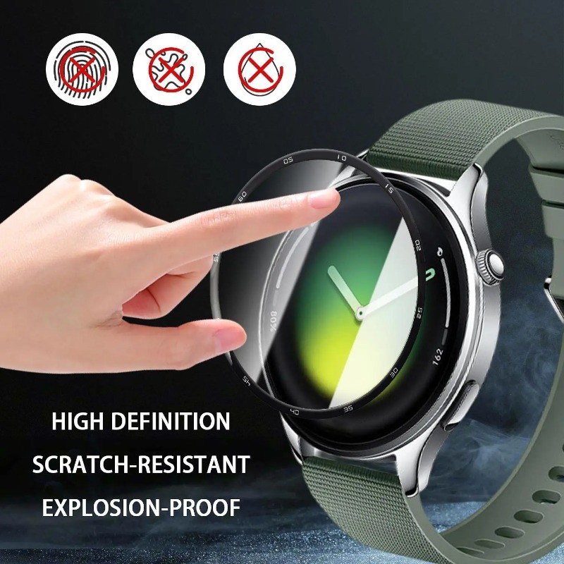 1-3 Chiếc Cong Cạnh Đen Kính Cường Lực Cho Xiaomi Watch S5 S4 S3 Sport 41mm Ultra HD Đồng Hồ Bảo Vệ Màn Hình Cho Xiaomi Watch S2 S1 S5 Pro Active 46mm 42mm Phim Kính Mềm