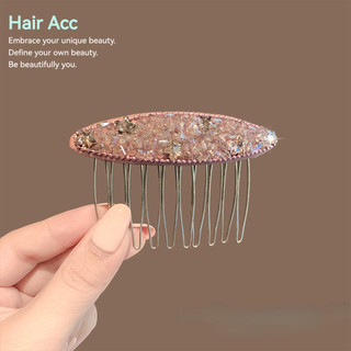 Màu Hồng Hình Bầu Dục Kim Cương Giả Ánh Sáng Sang Trọng Cao Cấp Phụ Kiện Tóc Chèn Lược Nữ 2026 Phong Cách Mới Hàn Quốc Dongdaemun Phụ Kiện Tóc Lược Tóc