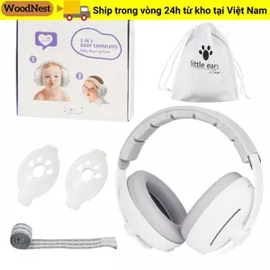 Tai nghe bảo vệ tai cho bé WOODNEST, Thiết kế chuyển đổi Tai nghe khử tiếng ồn cho bé 2 trong 1, Cải thiện giấc ngủ Nút tai giảm tiếng ồn có thể điều chỉnh di động
