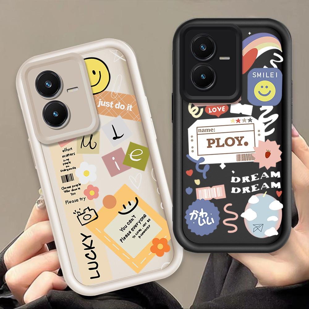 Ốp Lưng Cho VIVO Y22 4G Y22S 4G Hoạt Hình Silicon Điện Thoại Thông Minh Mềm Ốp Lưng TPU Nhãn Nụ Cười Hoa Thiên Thần Mắt Chống Sốc Ốp Lưng