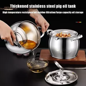 TRTR Kim Loại Lard Lưu Trữ Dầu Dung Tích Lớn Thùng Chứa Dầu Trống Chậu Có Nắp Bếp Có Bộ Lọc Lard Tank VN