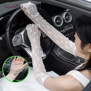 AqToCna Mùa Hè Dài Ngón Găng Tay Nữ Chống Nắng Tay Găng Tay Nữ Mỏng Ren Lưới Tay Áo Uv Thoáng Khí Găng Tay AqToCna