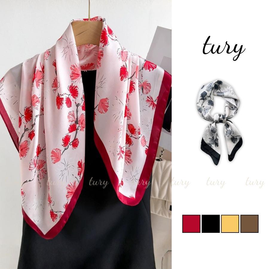Khăn Lụa Unisex Nam Nữ - 70 - Tury - Khăn Lụa Họa Tiết Hoa Pháo Bông - KL093