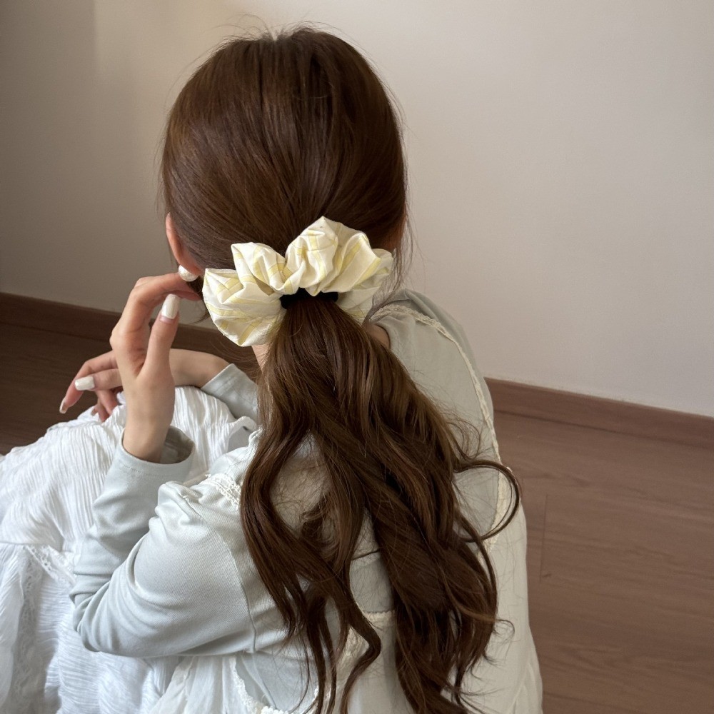 Hululu / Dễ Thương Kẻ Sọc Scrunchy Vòng Tóc Niche Tính Khí Phù Hợp Với Đi Chơi Phong Cách Preppy Bóng Dây Tóc Phong Cách Mới Phụ Kiện Tóc