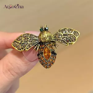 AqToCna Vintage Kim Cương Giả Côn Trùng Ong Trâm Cài Cho Nữ Quần Áo Áo Trang Sức Dự Tiệc Phụ Kiện Quà Tặng AqToCna