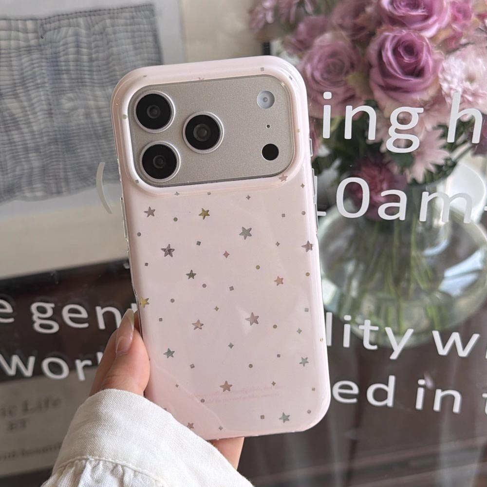 Ốp Lưng Cứng Tương Thích Với iPhone 13 14 14Pro 14ProMax 15 15Pro 15ProMax 16 16Pro 16ProMax 17 17Pro 17ProMax Ốp Họa Tiết Ngôi Sao Màu Hồng