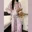 2026 Mới Phong Cách Trung Hoa Bộ Đồ Ngủ Phong Cách Quốc Gia Phong Cách Tòa Án Retro Loungewear Xuân Hè Mềm Mại Thoải Mái Năm Điểm Tay In Hình Nữ