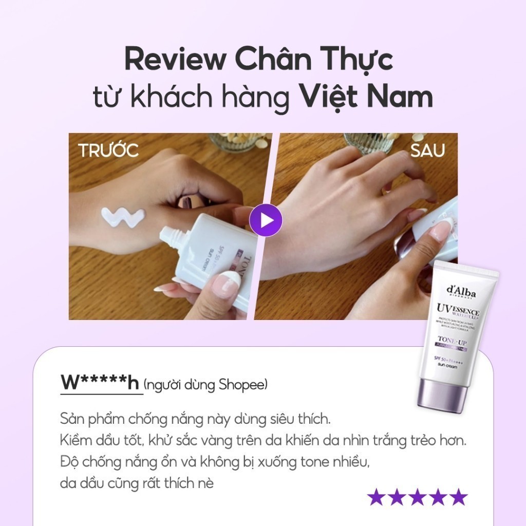 d'Alba Kem Chống Nắng Làm Tông Tím - White Truffle Tone Up Sunscreen (Purple) 50ml