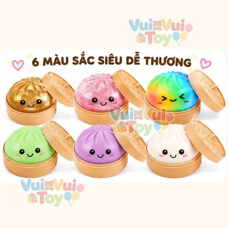 【Hàng có sẵn🚚hộp mù】Bánh bao squishy – Đồ chơi bóp xả stress giải tỏa cảm xúc