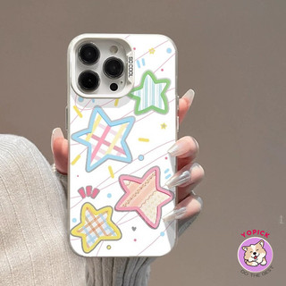 Ốp điện thoại hình ngôi sao kẻ sọc đầy màu sắc cho IPhone17 16 15 14 13 12 11xs xsmax 7plus Bạc Anime Sinh Viên Hoa CY