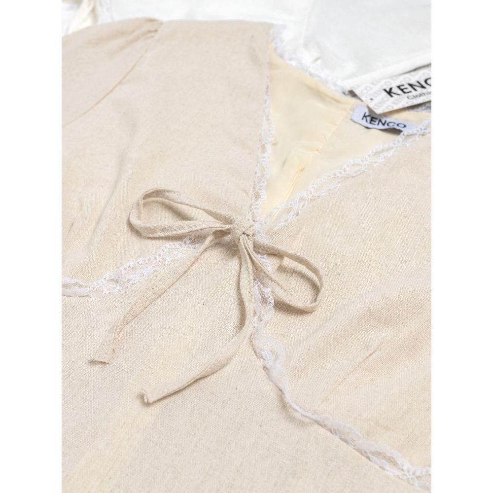 Áo Kiểu Linen Xinh Nữ Cổ V Phối Viền Ren Tay Ngắn Mùa Hè  MA 217 - SamHi Closet