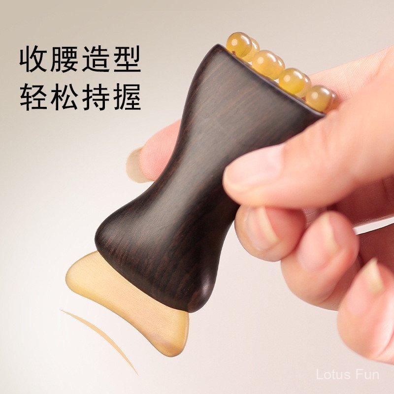 Gỗ Đàn Hương Tím Hai đầu sừng cừu Hạt Massage Lược Đa chức năng làm đẹp mặt nâng bảng điều khiển toàn thân phổ quát kinh tuyến khai thông massager