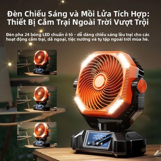 [Bảo Hành 1 Đổi 1 - 7 Ngày] Quạt Cắm Trại Phun Sương VINZEO - Sạc USB, Pin Khủng, Tích Hợp Đèn LED Ngoài Trời Siêu Mát