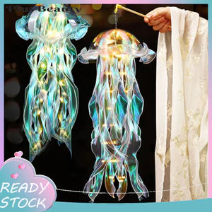< Pluscloth > Đèn ngủ Led sứa đầy màu sắc có ruy băng dài Đèn lồng treo di động có tay cầm cho phòng ngủ Sân vườn hiên nhà Tiệc cưới Ngày lễ Trang trí đại dương Phòng ngủ bé gái