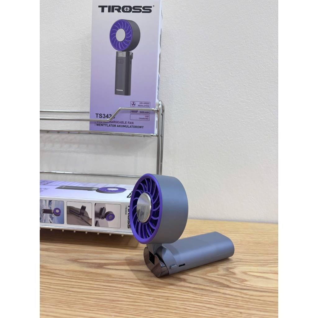 Quạt Tích Điện Cầm Tay Tiross TS3434 3600mAh 100 Tốc Độ, USB Sạc Nhanh Nhỏ Gọn, Màn Led Hiển Thị