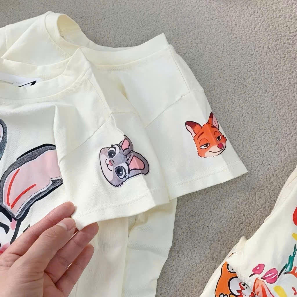 Aó Thun Bé Trai-Bé Gái HỌA TIẾT SÓC- THỎ QC76 K.Kid Áo Phông Chất Cotton Mát size 8-20 kg M99