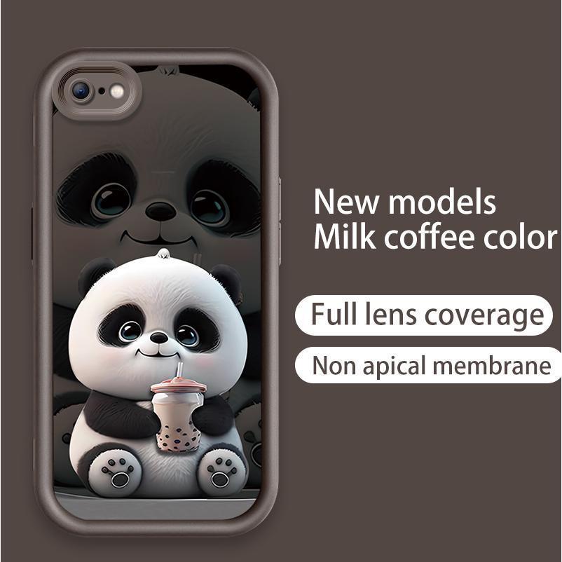 Ốp Lưng Cho iPhone 6 6s 7 8 se2020 Plus Hoạt Hình Silicon Phụ Kiện Vỏ Điện Thoại Mềm TPU Cặp Đôi Gấu Trúc Mắt Thiên Thần Ốp Lưng Chống Sốc