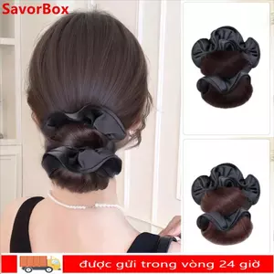 SAVORBOX Bun Head Tóc Giả, Tóc Tổng Hợp Lông Tơ Kẹp Móng Vuốt, Có Dây Buộc Tóc Nâu Tóc Nữ