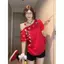 Milky Sweet Girl Dopamine In hoa Áo thun ngắn tay đeo vai xiên dễ thương dành cho nữ mùa hè Áo quây dáng rộng
