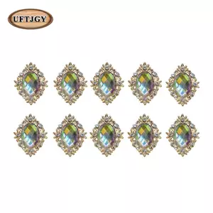 Bling Kim cương giả Diamante Ngọc trai Mặt sau phẳng Nút trang trí đám cưới
