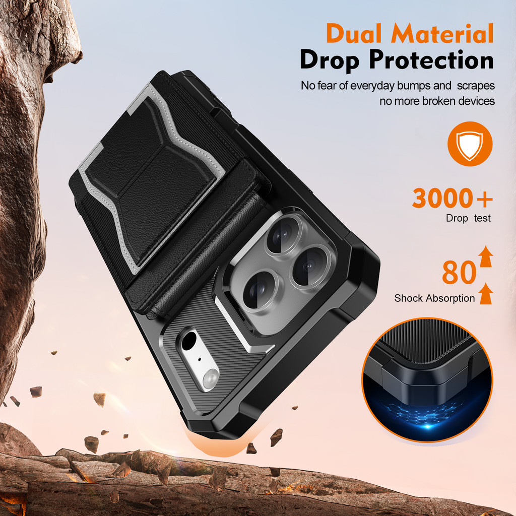 Ốp Điện Thoại Ví Lật Da Sang Trọng Cho IPhone Air 17 16 15 Plus 14 13 12 11 Pro Max Có Khe Cắm Thẻ Chống Sốc