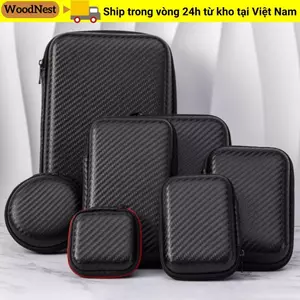 Túi đựng tai nghe WOODNEST, Hộp lưu trữ phụ kiện kỹ thuật số bền bỉ EVA, Vỏ bảo vệ ổ cứng chống mài mòn di động chống sốc