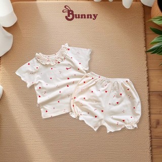 Bộ quần áo cộc tay bé gái màu vintage chất thun cotton cho bé 3-13Kg Bubbybaby-GV