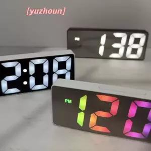 LED Gương Mini Báo Động Clo Điện Tử Kỹ Thuật Số Báo Động Clo Bàn Kỹ Thuật Số Clo Phòng Trang Trí Bàn Làm Việc Thông Minh Dụng Cụ Nhỏ Gia Đình