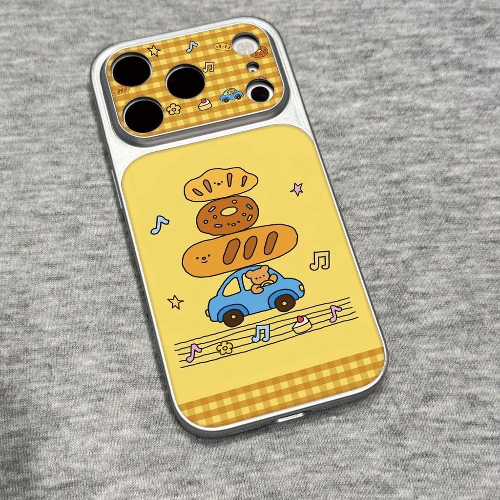 Vỏ iPhone gấu bánh mì thiết kế trọn gói cửa sổ lớn tương thích 17, 16 Pro Max, 15