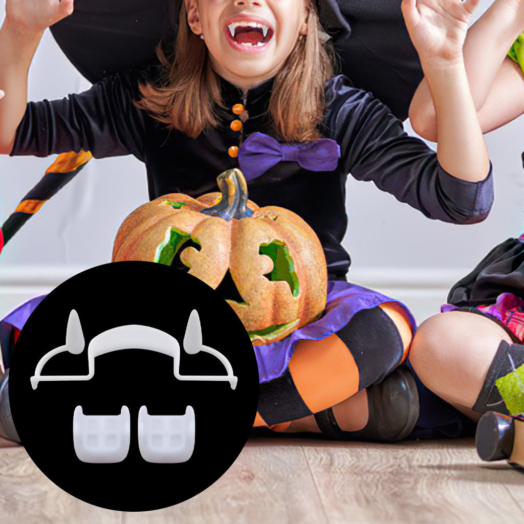 Răng nanh giả Halloween thu gọn an toàn khi đeo Răng giả cosplay،Chống đỡ (cắn)