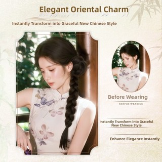 SENRTY Flower Bun Head Tóc Giả, Tổng Hợp Dài Bện Đuôi Ngựa Nối Dài, Thanh Lịch Móng Vuốt Kẹp Handmade Ngọt Xoắn Braid Hairpiece Thêm Khối Lượng Tóc