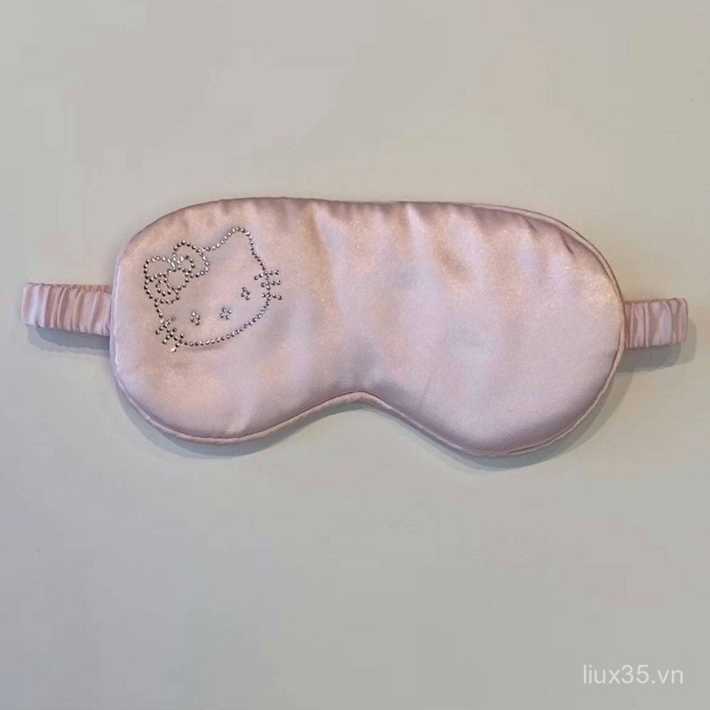 LXY Mặt nạ ngủ Kitty, lụa mát, che mắt, thoáng khí, bảo vệ mắt, họa tiết đầu mèo hoạt hình
